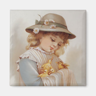 Aimant Fille avec des petits canards