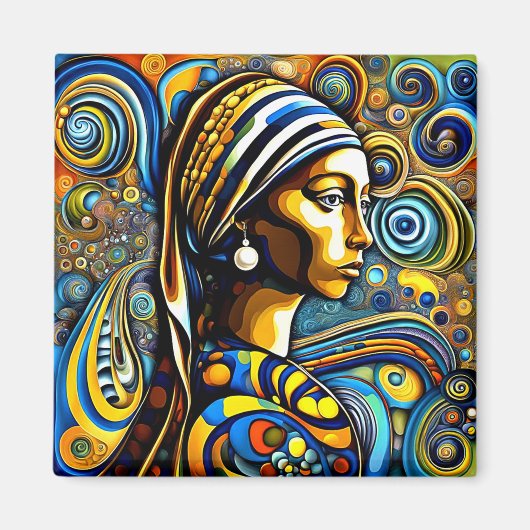 Aimant Fille avec la perle à oreille 2 (Devant)