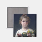 Aimant Fille avec Mimosa, Bouguereau (Recto/Verso)