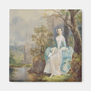 Aimant Fille avec un livre posé en parc, c.1750 (huile