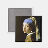 Aimant Fille avec une perle à oreille Vermeer Art (Recto/Verso)