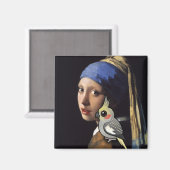 Aimant Fille avec une perle Cockatiel (Recto/Verso)