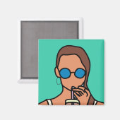 Aimant Fille bubble thé ado moderne (Recto/Verso)