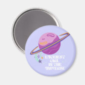 Aimant Fille chanceuse, Fille chanceuse, Lucky, Affirmati (Recto/Verso)