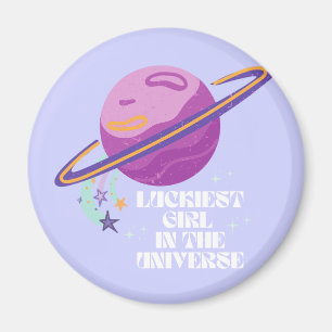 Aimant Fille chanceuse, Fille chanceuse, Lucky, Affirmati