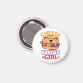 Aimant Fille Cheeseburger, Femmes Hamburger et Cheeseburg (Recto/Verso)