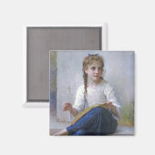 Aimant Fille coudre, Bouguereau (Recto/Verso)