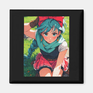 Aimant Fille d'anime rétro aventurière de fantasy explora