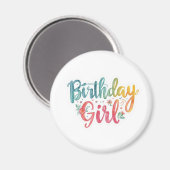 Aimant Fille d'anniversaire Texte Arc-en-ciel (Recto/Verso)