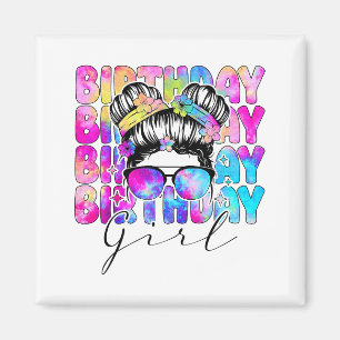 Aimant Fille d'anniversaire Tie Dye Fête d'anniversaire c