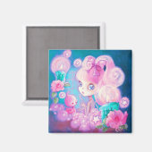 Aimant Fille dans Bain de Bubblebath avec bougies et Rose (Recto/Verso)