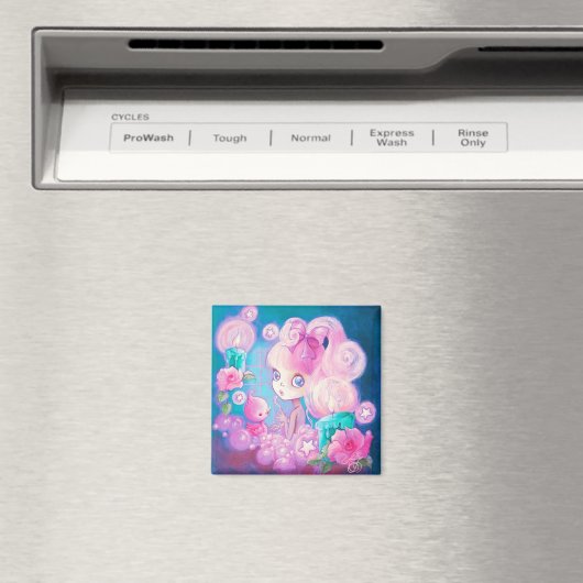 Aimant Fille dans Bain de Bubblebath avec bougies et Rose (In Situ (Lave-vaisselle))