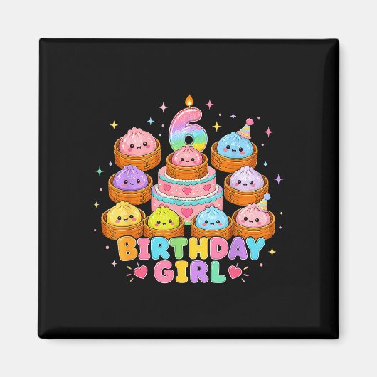 Aimant fille de 6 ans kawaii dumpling anime anniversaire (Devant)