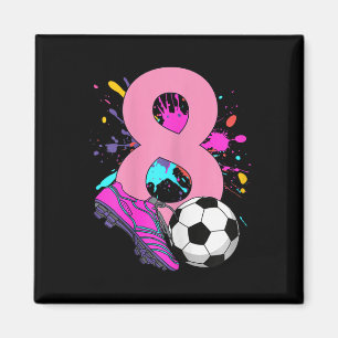 Aimant Fille de 8 ans fêtant son anniversaire footballeus