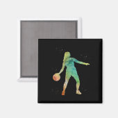 Aimant Fille De Basketball Jouant (Recto/Verso)