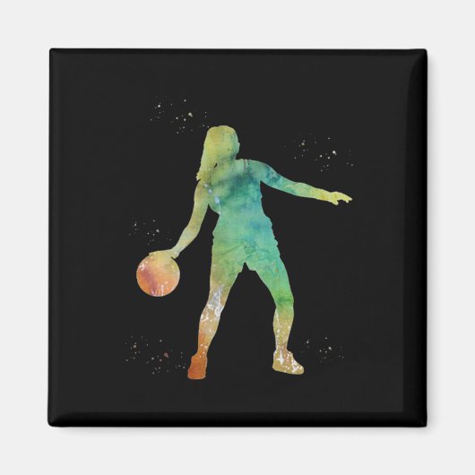 Aimant Fille De Basketball Jouant (Devant)