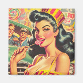 Aimant Fille de bonbons rétro (Devant)