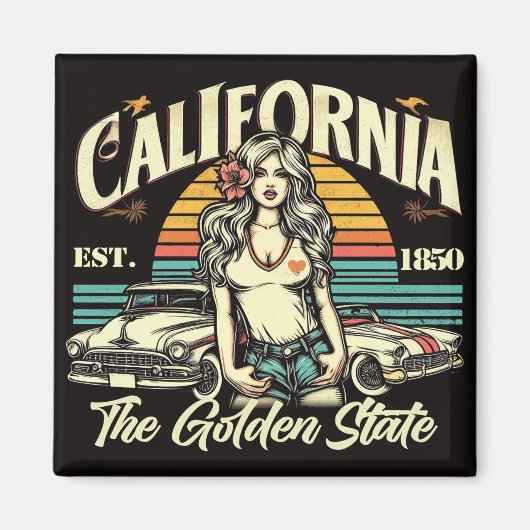 Aimant Fille de Californie vintage (Devant)