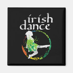 Aimant Fille de danse irlandaise Couleurs St Patricks Day