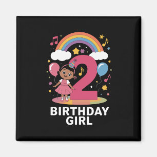 Aimant Fille de deux ans anniversaire Fille mignonne 2ème