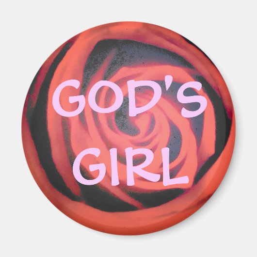 Aimant Fille de Dieu Rose Rouge (Devant)