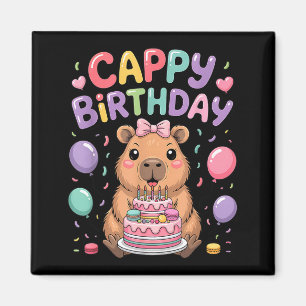 Aimant Fille de fête d'anniversaire mignonne capybara enf