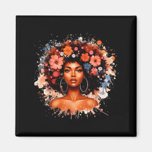 Aimant Fille de fleurs aux cheveux afro Histoire noire Fe