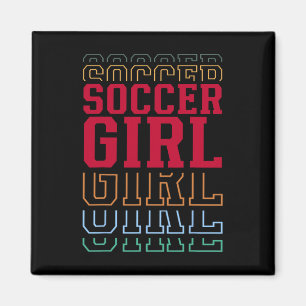 Aimant Fille de football Texte superposé drôle Fille jeun
