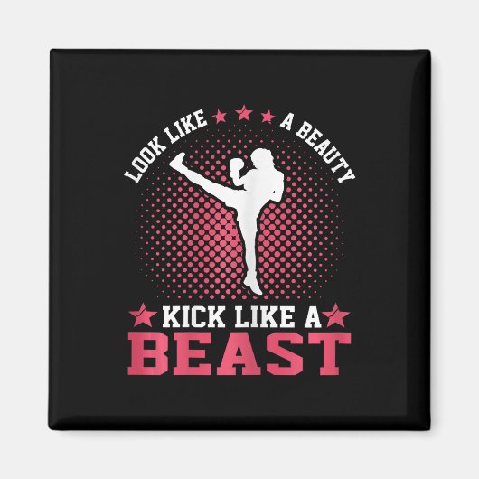 Aimant Fille de kickboxing - Ressemble à une beauté, frap (Devant)