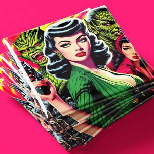 Aimant Fille de la science-fiction horrifique vintage