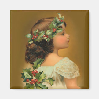 Aimant Fille de Noël Holly