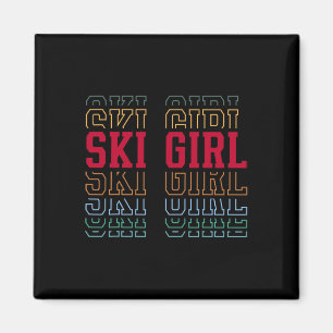 Aimant Fille de ski Texte superposé drôle Skieur Ski Jeun