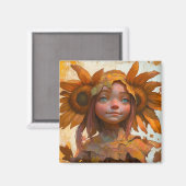 Aimant Fille de tournesol (Recto/Verso)
