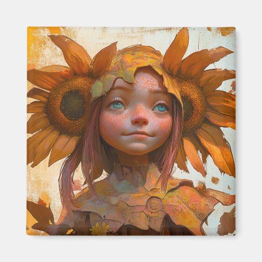 Aimant Fille de tournesol (Devant)