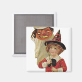 Aimant Fille d'Halloween à l'ancienne (Recto/Verso)