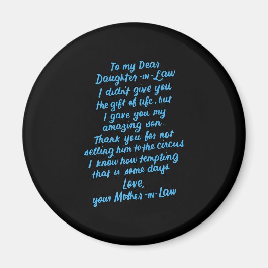 Aimant Fille drôle en droit à ma chère fille en droit (Devant)