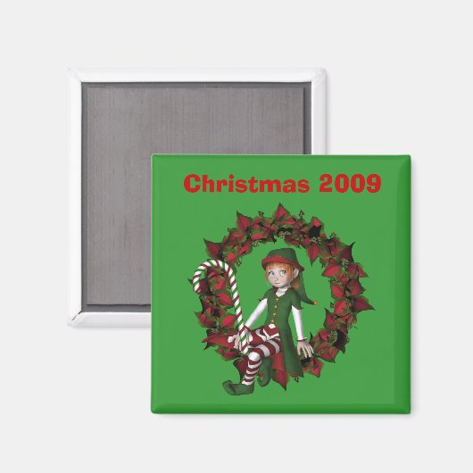 Aimant Fille Elfe En Fête De Noël (Recto/Verso)