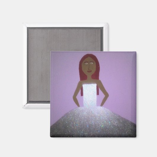 Aimant Fille en Argent habillé (Recto/Verso)