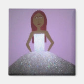 Aimant Fille en Argent habillé (Devant)