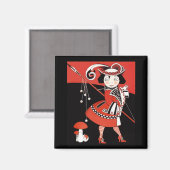 Aimant Fille en rouge (Recto/Verso)