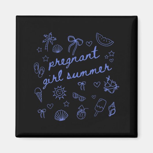 Aimant Fille enceinte été bébé drôle annonce maman (Devant)