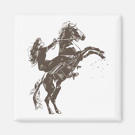 Aimant Fille équestre - Cheval de selle (Devant)