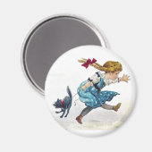 Aimant Fille et chat effrayé courent de Jack O'Lantern (Recto/Verso)