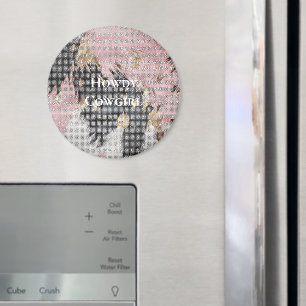 Aimant Fille étincelante rose Noir Or Cowgirl Cowhide