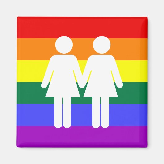 Aimant Fille + Fille Arc-en-ciel (Devant)