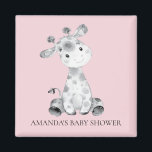 Aimant Fille Giraffe Baby shower Favoriser l'aimant<br><div class="desc">Aimant de girafe mignon pour un baby shower de filles. Changez l'arrière - plan en cliquant sur customiser et utilisez notre sélecteur de couleurs!. Objets correspondants disponibles dans notre boutique.</div>
