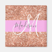 Aimant Fille Glam rose Pêche or Parties scintillant Nom d (Devant)