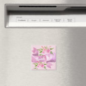 Aimant Fille Joli Chic Floral Blush Rose Merci (In Situ (Lave-vaisselle))