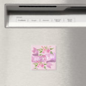 Aimant Fille Joli Chic Floral Rose Rose Rose Rose Bonjour (In Situ (Lave-vaisselle))