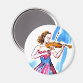 Aimant Fille jouant du violonAquarelle Musique violoniste (Recto/Verso)